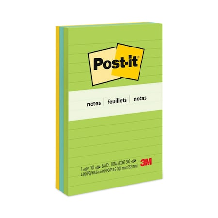 Post-It Note, Pst-It 4"X6"Ruld, Ult, PK3 6603AU